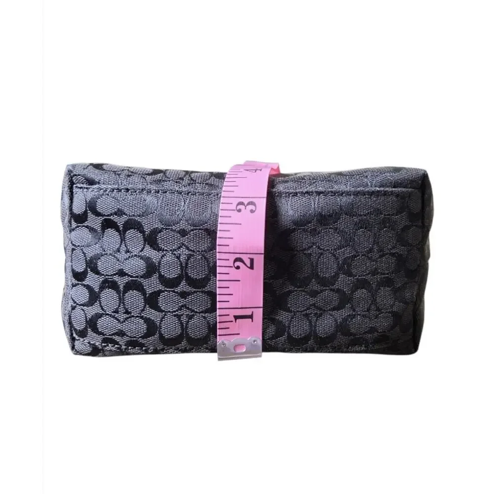 VTG Coach Signature Monogram Jacquard Canvas Mini Pouch Purse Y2K Zip Bag 8x5x3